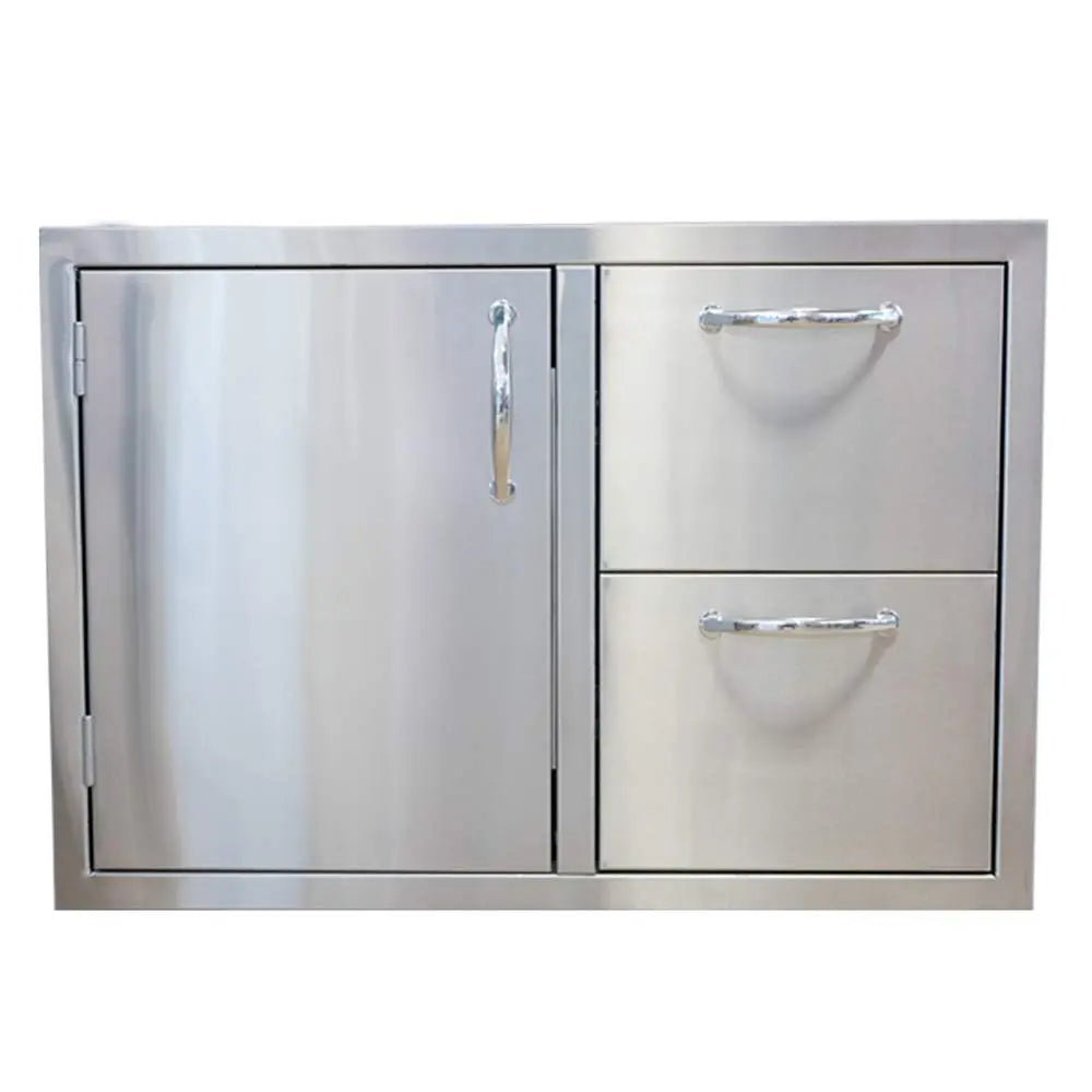 Lion Premium Grills 32 Inch L75000 Natural Gas Grill with USA Made 32 Inch Left Hinge Door Drawer Combo and Free Accessories Lion Premium Grills