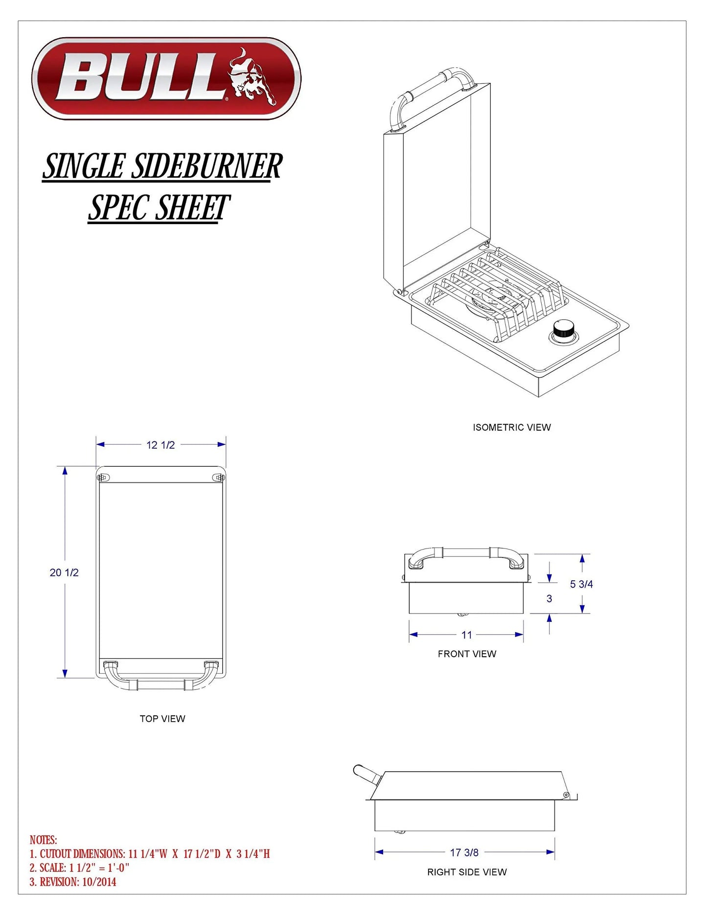 Bull Outdoor Products Stainless Steel Single Side Burner My Store