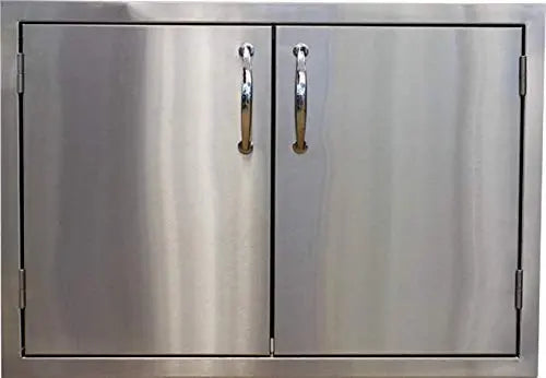 Lion Premium Grills 32 Inch L75000 Natural Gas Grill with USA Made 32 Inch Stainless Steel Double Door and Free Gourmet Package Lion Premium Grills