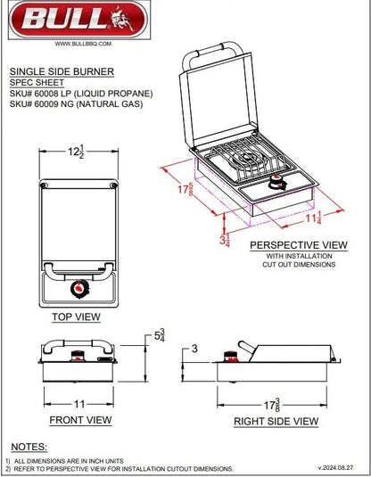 Bull Outdoor Products Stainless Steel Single Side Burner My Store