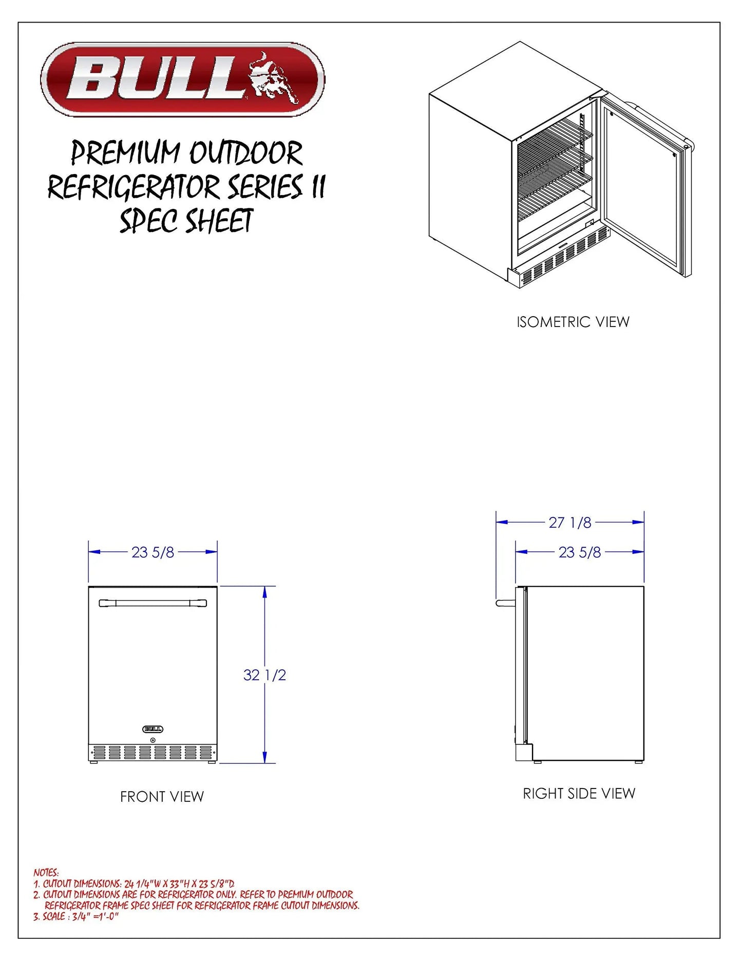 Bull Outdoor Products 13700 Series II Outdoor Refrigerator, Stainless Steel Bull Outdoor Products