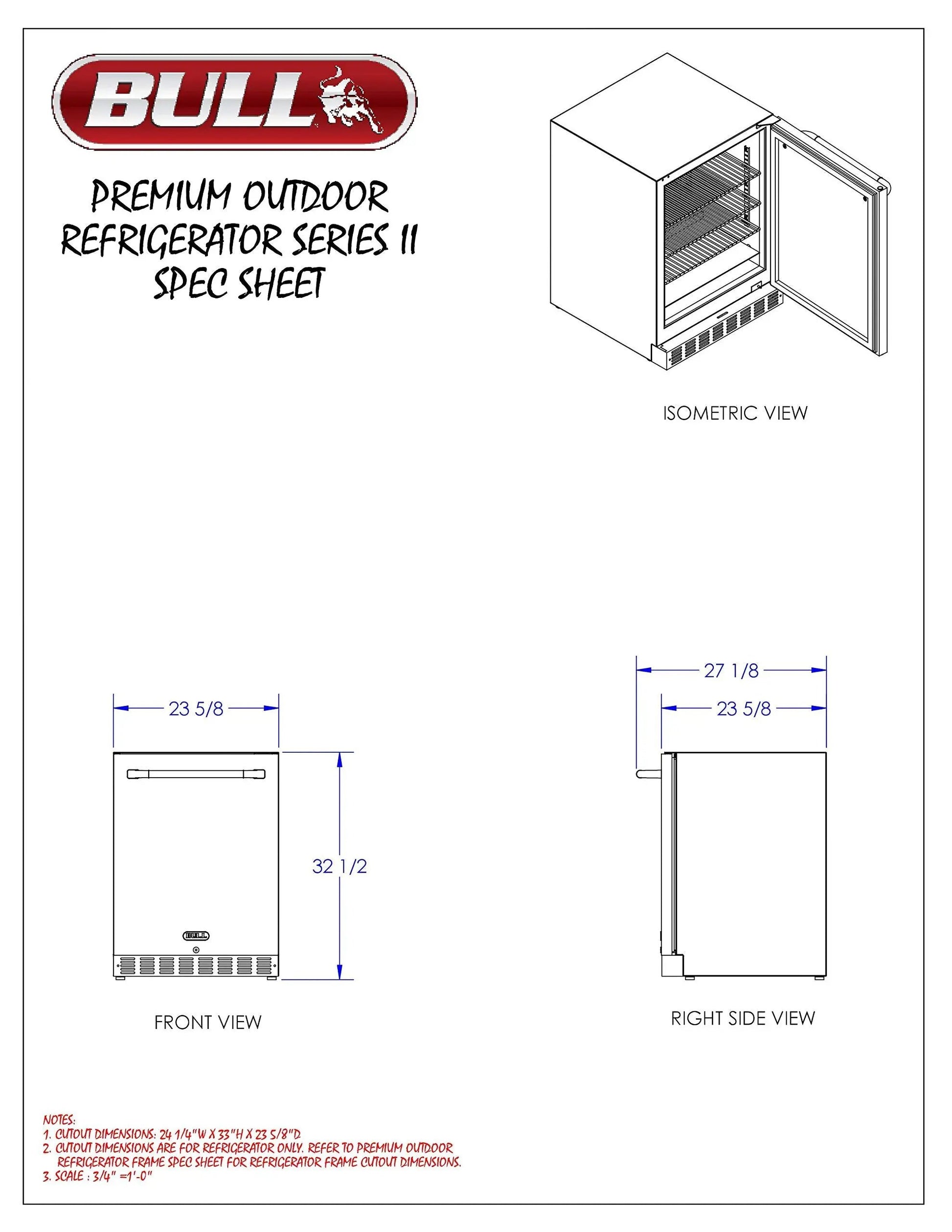 Bull Outdoor Products 13700 Series II Outdoor Refrigerator, Stainless Steel Bull Outdoor Products