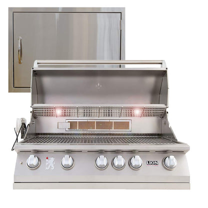 Lion Premium Grills 40 Inch L90000 Propane Gas Grill with USA Made 24 x 17 Inch Horizontal Stainless Steel Door Package Lion Premium Grills