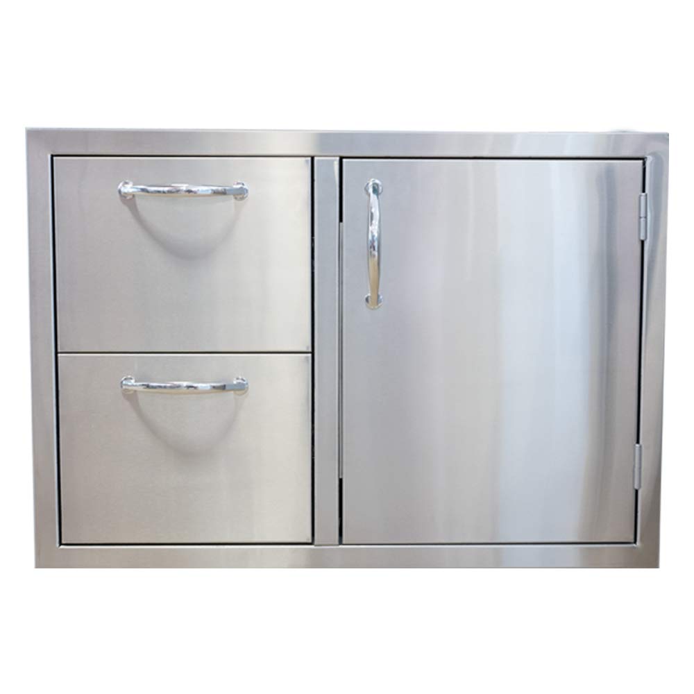 Lion Premium Grills 40 Inch L90000 Natural Gas Grill with 4 Ceramic Flame Tubes, Stainless Steel Door Drawer Combo, and 5 in 1 BBQ Tool Set Lion Premium Grills