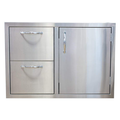 Lion Premium Grills 32 Inch L75000 Natural Gas Grill with 4 Ceramic Flame Tubes, Stainless Steel Door Drawer Combo, and 5 in 1 BBQ Tool Set Lion Premium Grills