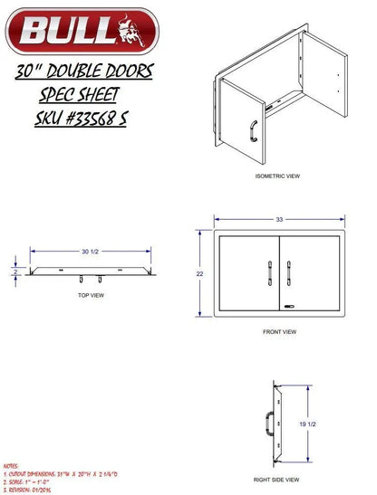 Bull Outdoor Outlaw 30 Inch Natural Gas Drop In Grill with Accessory Package Bull Outdoor Products
