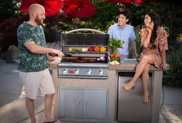 Bull Outlaw 30 Inch Natural Gas Grill Outdoor Kitchen Bundle with Side Burner, Double Door, and Refrigerator Bull Outdoor Products