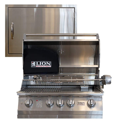 Lion Premium Grills 32 Inch L75000 Natural Gas Grill with USA Made 24 x 17 Inch Horizontal Stainless Steel Door Combo Package Lion Premium Grills