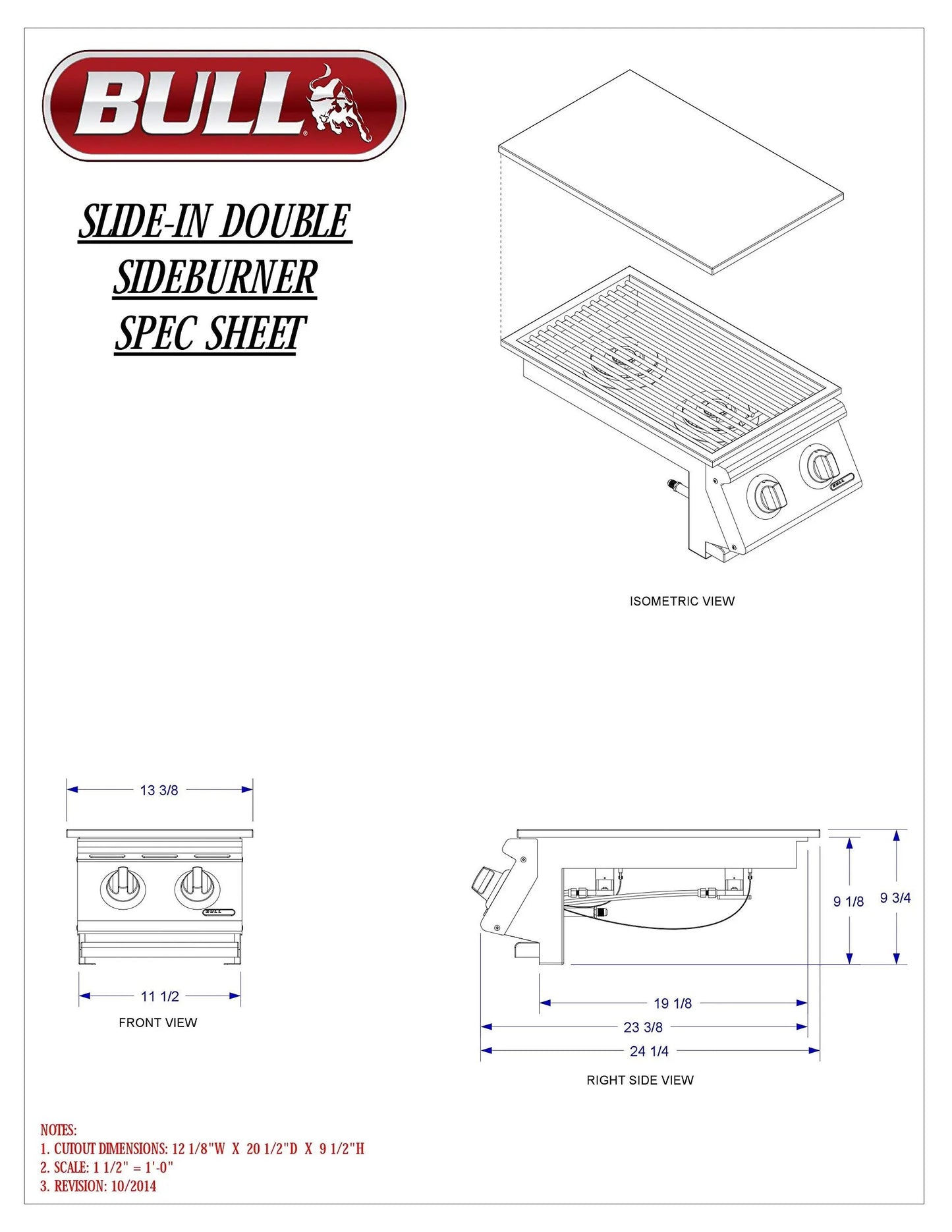 Bull Outdoor Products Slide-In Double Side Burner Front and Back Design Bull Outdoor Products