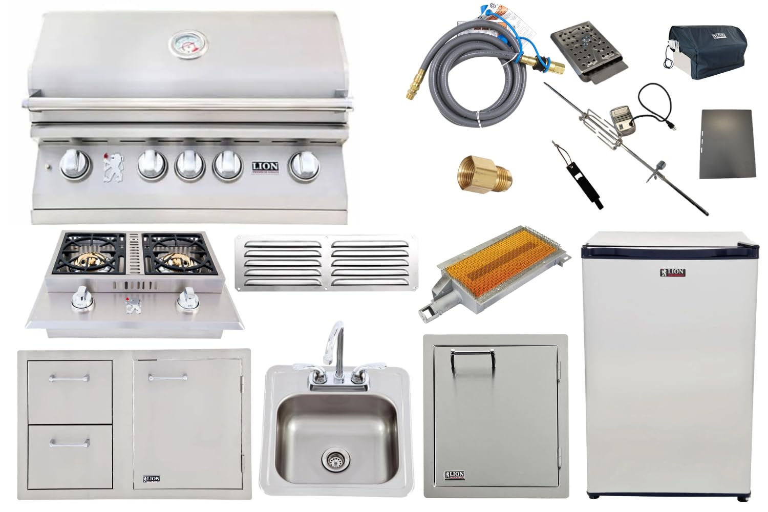 Lion Premium Grill 10-Piece 32" Natural Gas Grilling Set: Ready-to-Use with Included Hoses, Vent, & Searing burner Lion Premium Grills