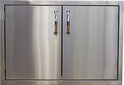 Lion Premium Grills 32 Inch L75000 Natural Gas Grill with USA Made 32 Inch Stainless Steel Double Door and Free Gourmet Package Lion Premium Grills