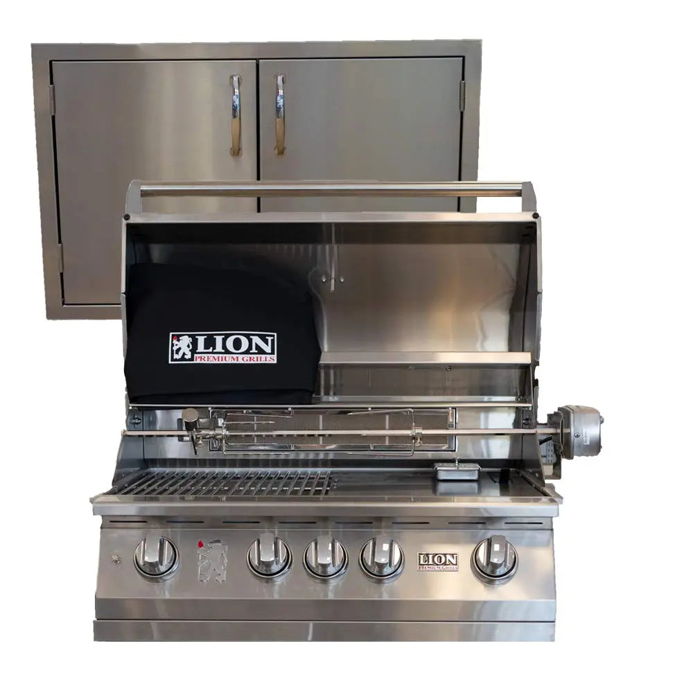 Lion Premium Grills 32 Inch L75000 Propane Gas Grill with USA Made 30 Inch Double Door and Free Accessories - Mathews BBQ Supply