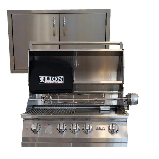 Lion Premium Grills 32 Inch L75000 Propane Gas Grill with USA Made 30 Inch Double Door and Free Accessories - Mathews BBQ Supply